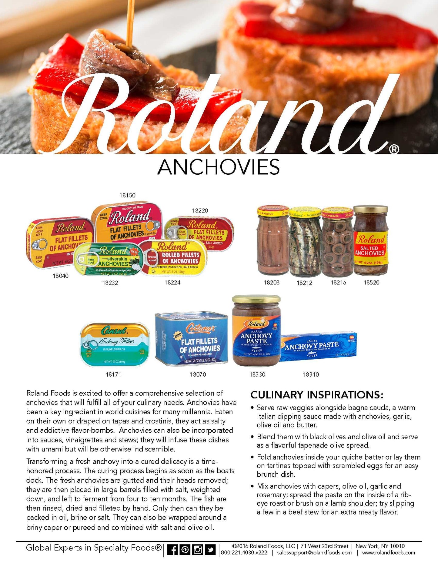 Roland Foods Flat Anchovy Fillets Packed In Olive Oil, Wild Caught, 2 Oz Can