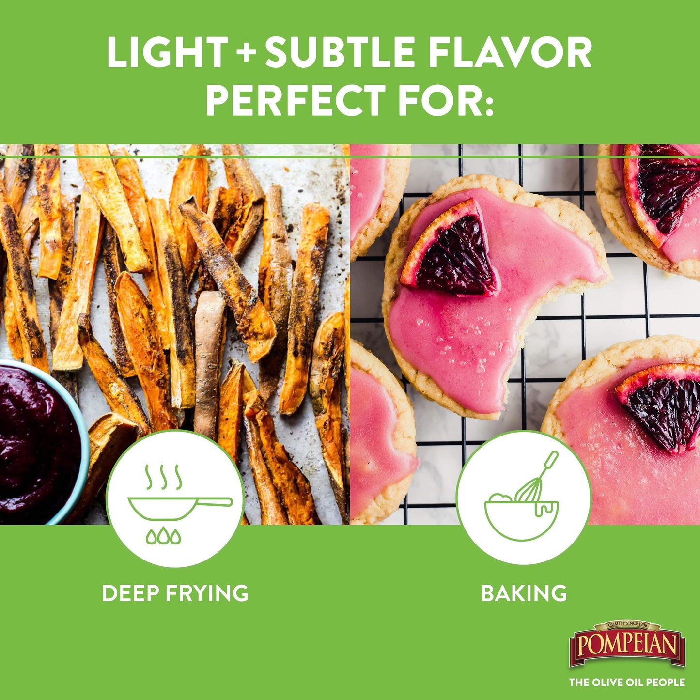 Pompeian 100% Grapeseed Oil, Light And Subtle Flavor, Perfect For High-Heat Cooking, Deep Frying And Baking, Rich In Vitamin E,