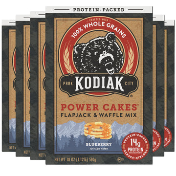 Kodiak Cakes Protein Pancake & Waffle Mix - 100% Whole Grain Blueberry - Pack of 6