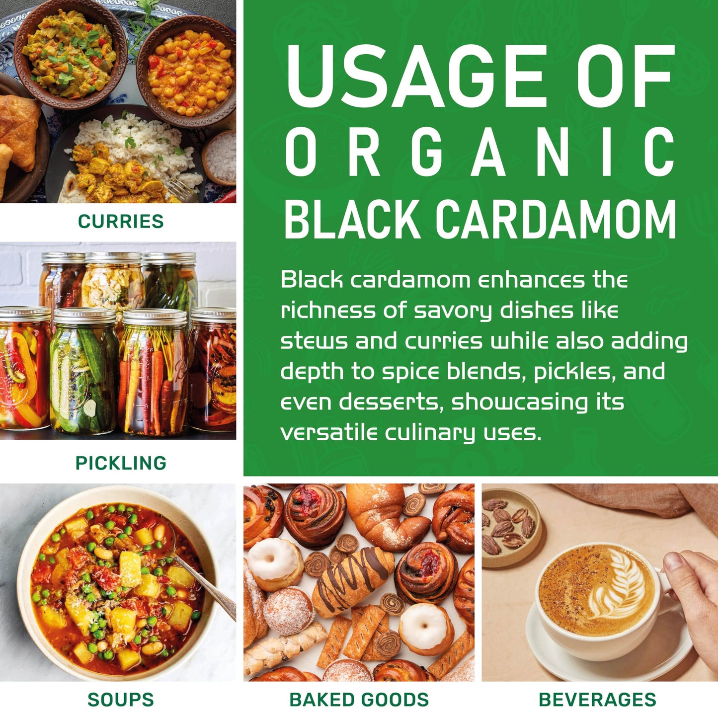 Jiva Organics Organic Black Cardamom 3.5 Ounce Bag - Indian Badi Kali Elaichi - Non-Gmo