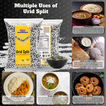 Rani Urid/Urad Split Chilka (Split Matpe Beans With Skin) Indian Lentils 32Oz (2Lbs) 908G ~ All Natural | Gluten Friendly | Non-