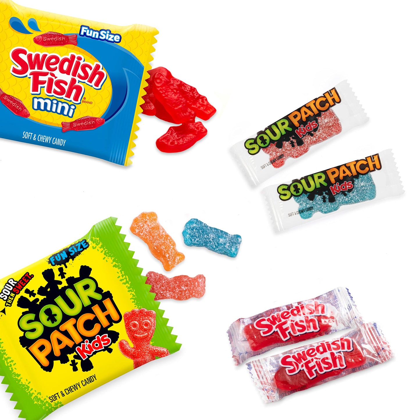 SOUR PATCH KIDS, SOUR PATCH KIDS Big Kids, SWEDISH FISH and SWEDISH FISH Mini Soft & Chewy Easter Candy Variety Pack, Bulk Candy