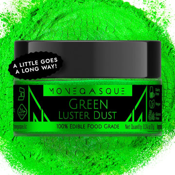 Mon  Gasque Green Luster Dust Edible Glitter For Cocktails 7G - Premium Green Edible Glitter - Halloween Cake Glitter - Edible G
