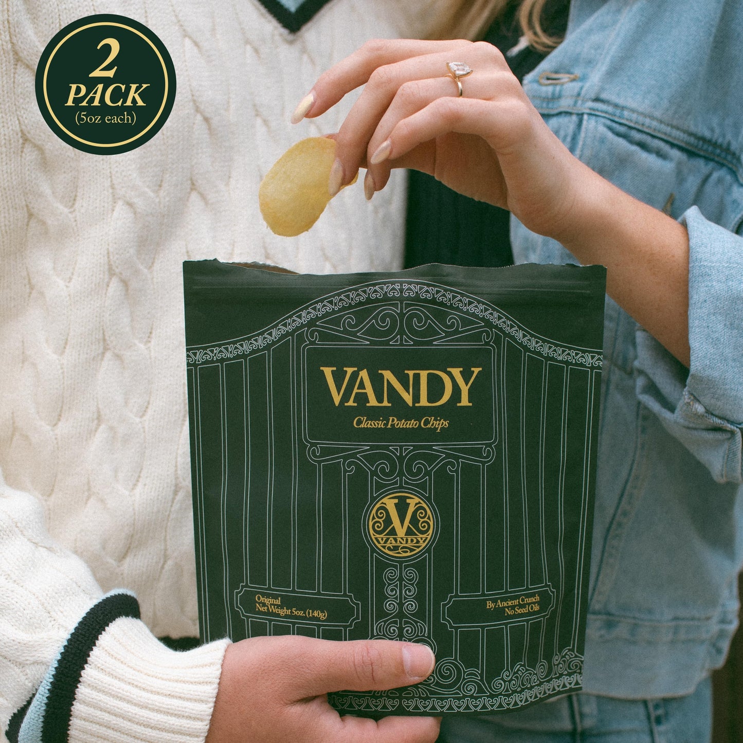 Vandy Crisps Potato Chips - Gluten Free, Vegetable & Seed Oil Free - 5 Ounce (Pack of 2)