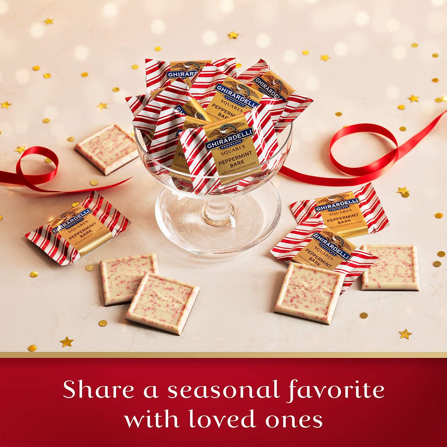 Ghirardelli Chocolate Squares Peppermint Bark, Assorted Chocolates, 20.99 oz Bag, 1.31 lb Pack