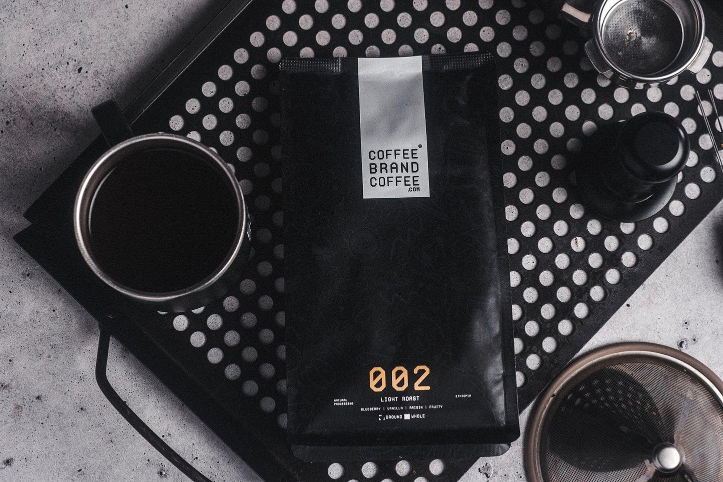 Coffee Brand Coffee Ethiopian Light Roast Ground Coffee, 12 Oz, Flavored with Blueberry, Vanilla, and Fruity Notes