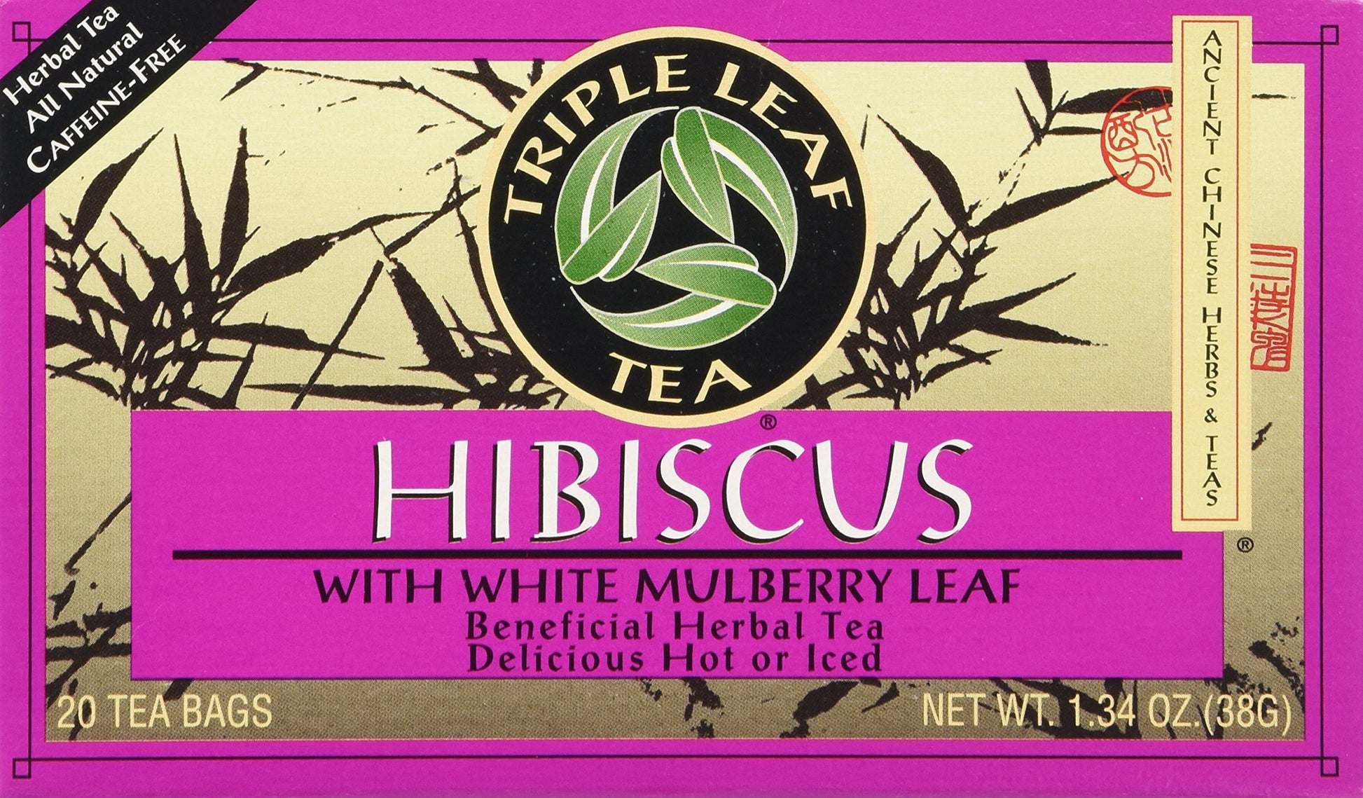 Triple Leaf Tea Hibiscus White Mulberry Bags, 20 Count, 1.34 Oz, Model 023991000248