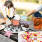 Cheerland Halloween Cupcake Toppers, Plastic, Pastel, 2x2 inches, Cute Pumpkin Ghost Bat Cat Witch Hat Decorations