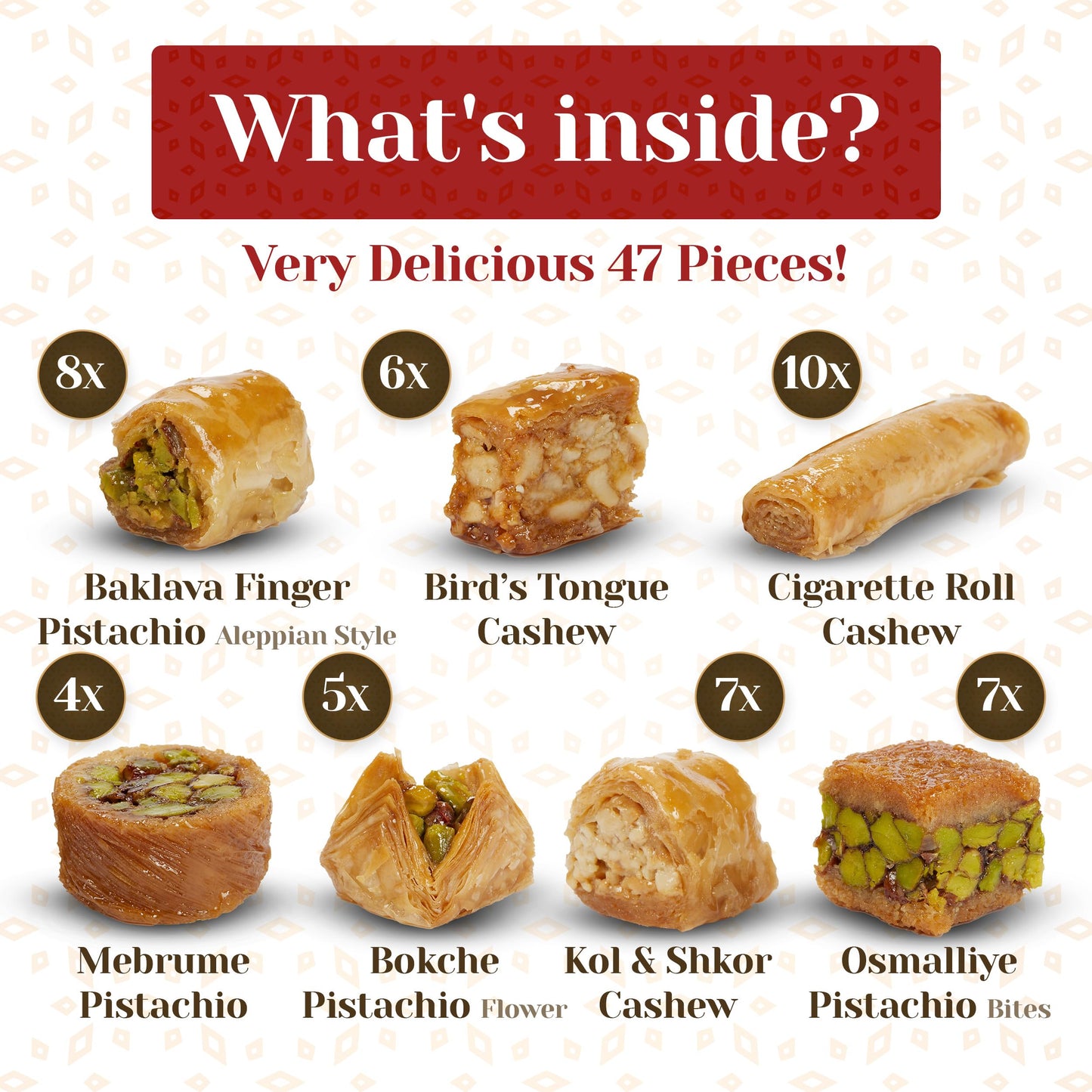 Eastanbul Baklava 1.1Lb, Baklava Gift Box, Baklava Pastry, Middle Eastern Sweets Gift Box, Premium Gourmet Desserts, Baklava Pis