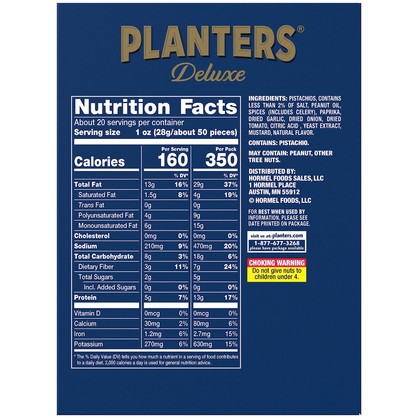 PLANTERS Spicy Cajun Pistachio Kernels, 2.25 oz Pack, Pack of 10