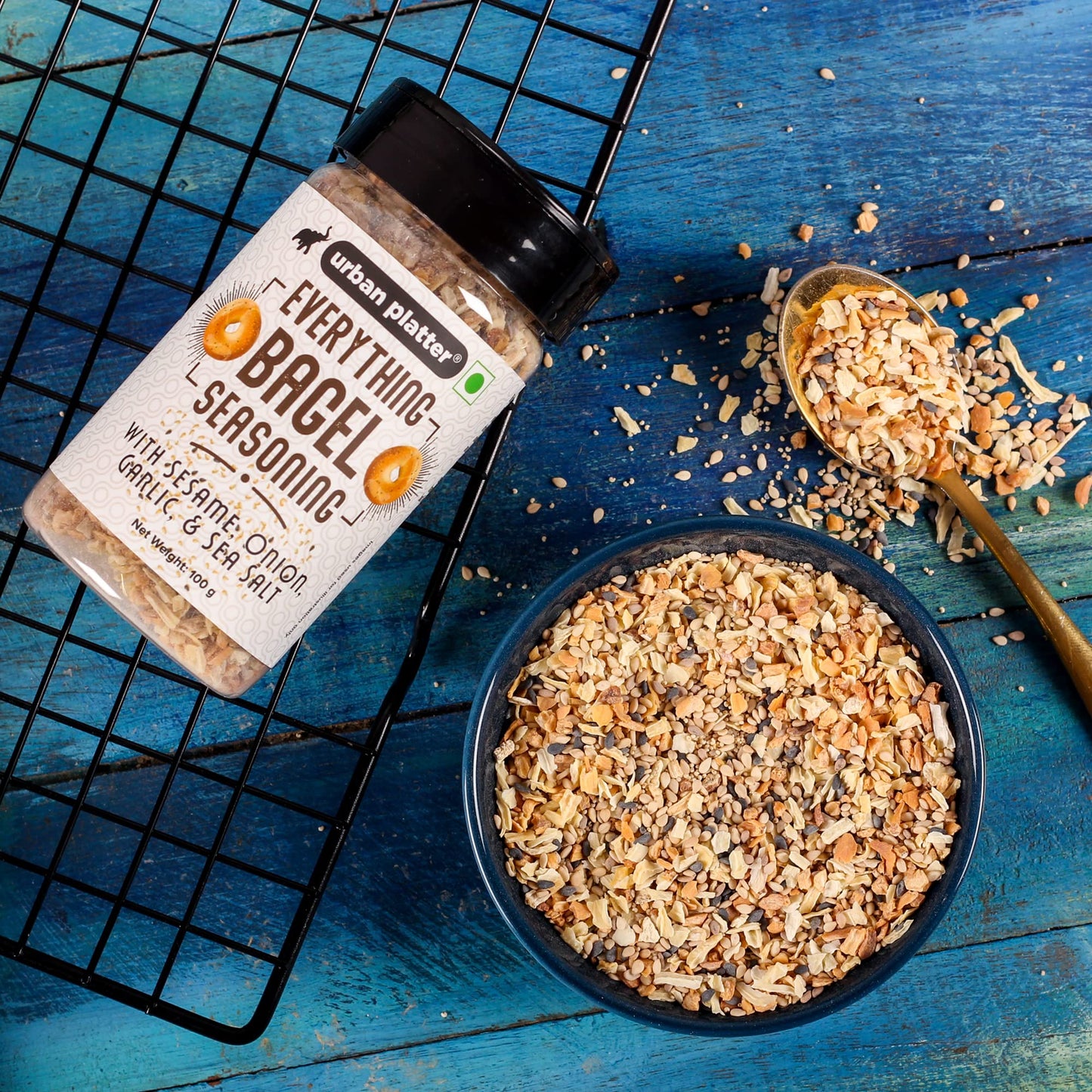 Urban Platter Everything Bagel Seasoning | 100G (3.53 Oz) | Crunchy & Savory Blend Of Sesame Seeds, Garlic, Onion, Salt & Poppy Seeds | Perfect For Bagels, Avocado Toast & Salads