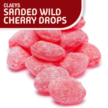 Claeys Sanded Wild Cherry Drops Hard Candy - 2 Pounds of Claeys old fashioned hard candy - Bulk Sanded Wild Cherry Halloween Can
