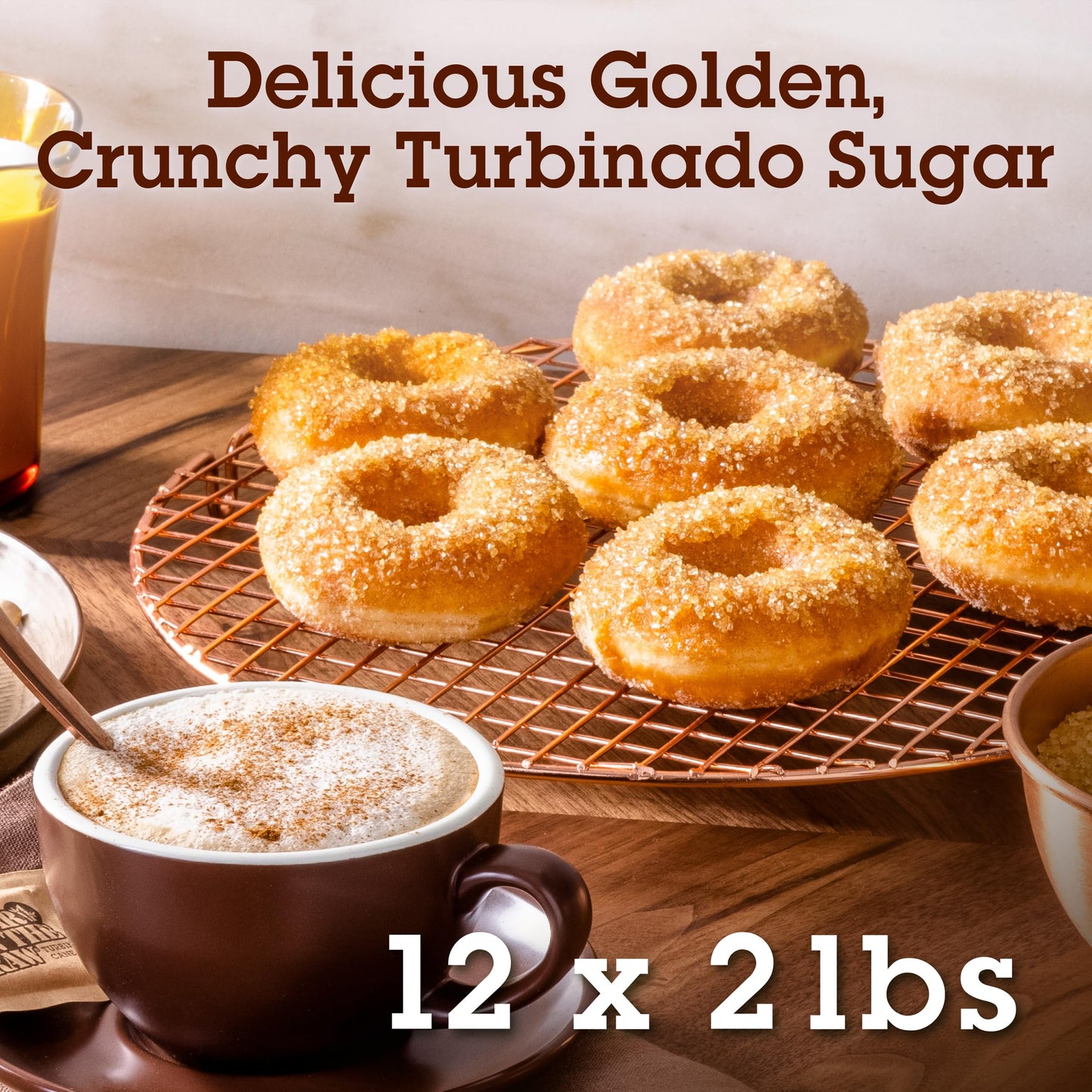 Sugar In The Raw Granulated Turbinado Cane Sugar, No Erythritol, Pure Natural Sweetener, Hot & Cold Drinks, Coffee, Cooking, Baking, Vegan, Gluten-Free, Non-Gmo, Bulk Sugar, 2 Pound (Pack Of 12)