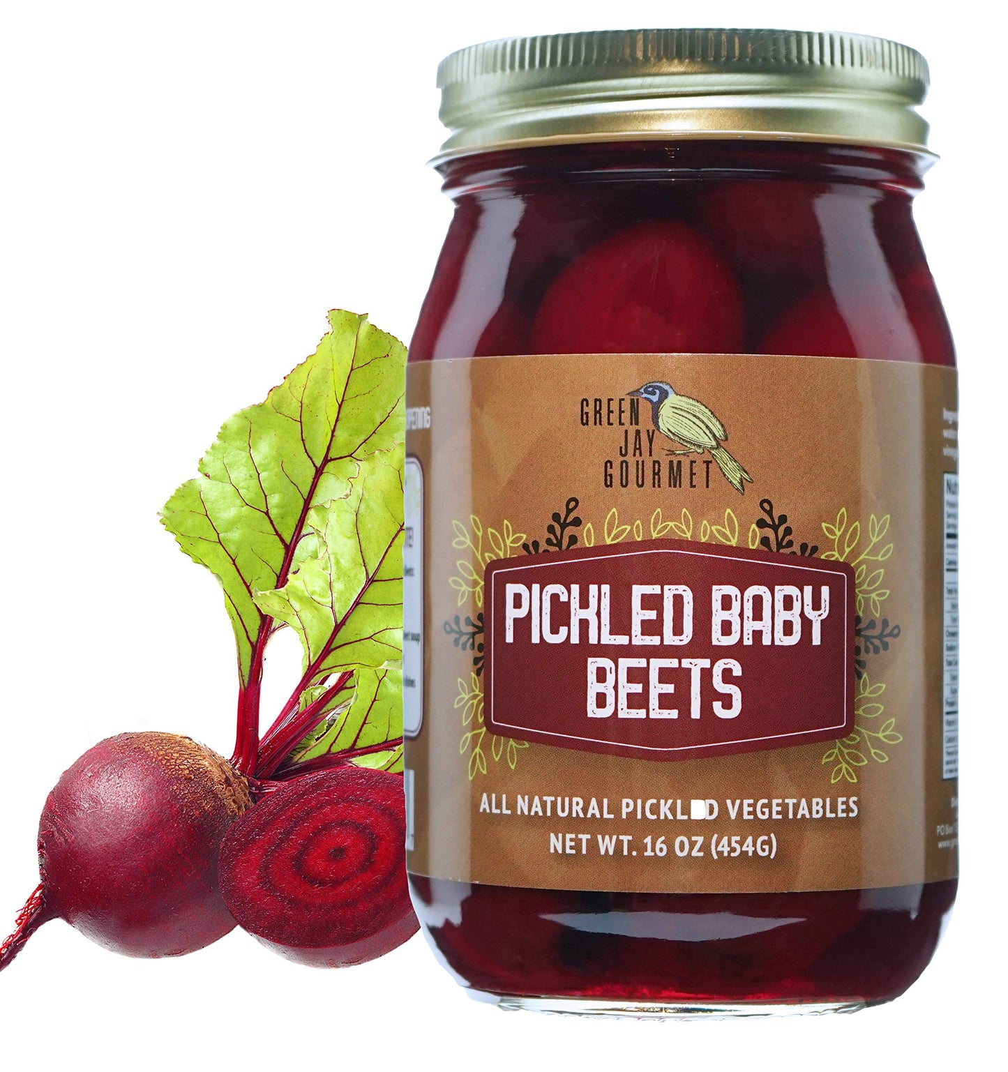 Green Jay Gourmet Fresh Classic Pickled Baby Beets - Grandmas Original Recipe - Sweet, Tangy, and Vinegary Brine - Simple Natura