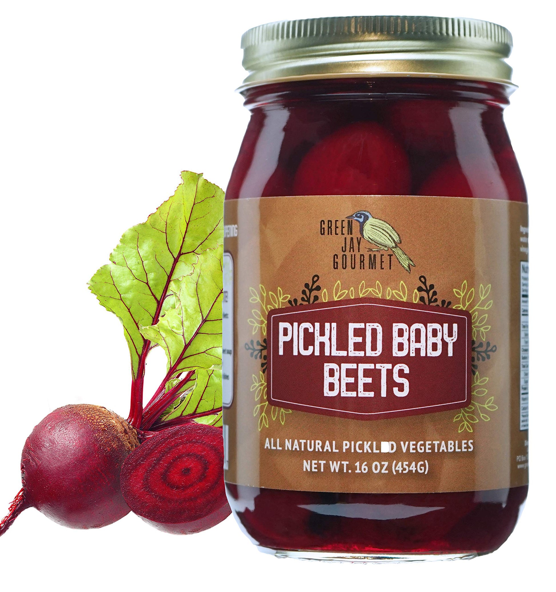 Green Jay Gourmet Fresh Classic Pickled Baby Beets - Grandmas Original Recipe - Sweet, Tangy, and Vinegary Brine - Simple Natura