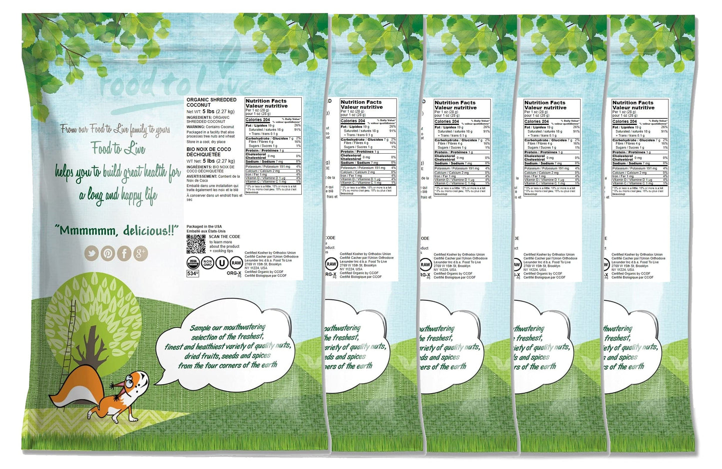 Food to Live Organic Shredded Coconut, 25 Pounds - Non-GMO, Unsweetened, Desiccated, Medium Shreds, Kosher, Vegan, Bulk. No Sulf