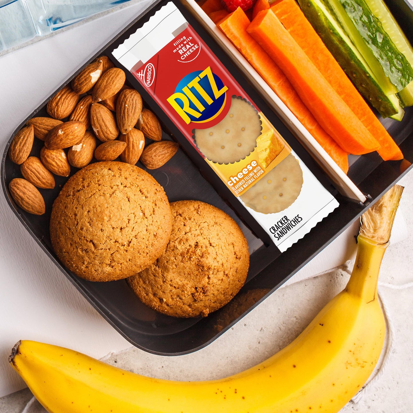 RITZ Cheese Sandwich Crackers, Lunch Snacks, 8 Snack Packs (6 Crackers Per Pack)