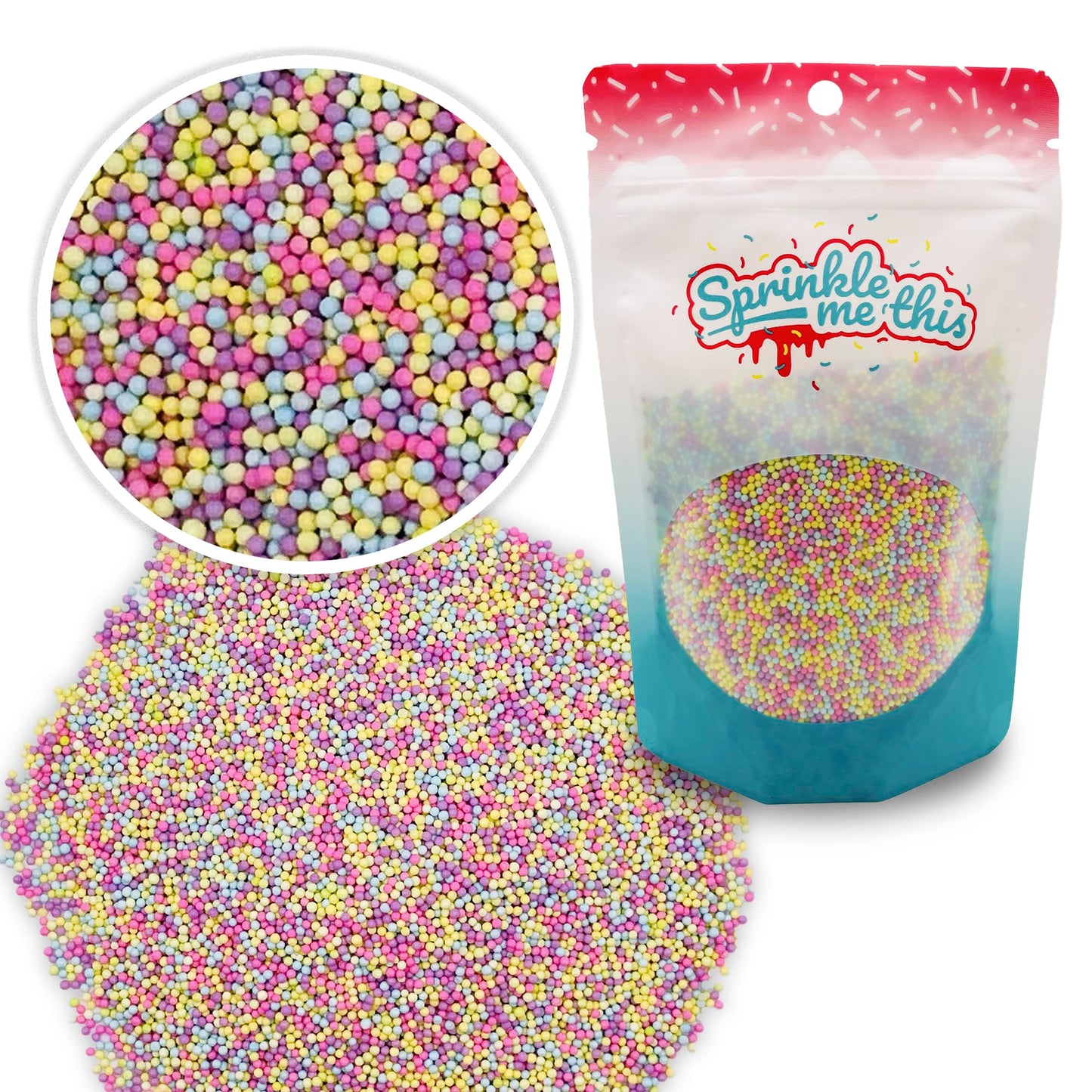 Colors Of The Garden Pastel Nonpareils - 4 Oz Resealable Standup Candy Bag - Nonpareils In Pastel Colors - Yellow, Pink, Green,