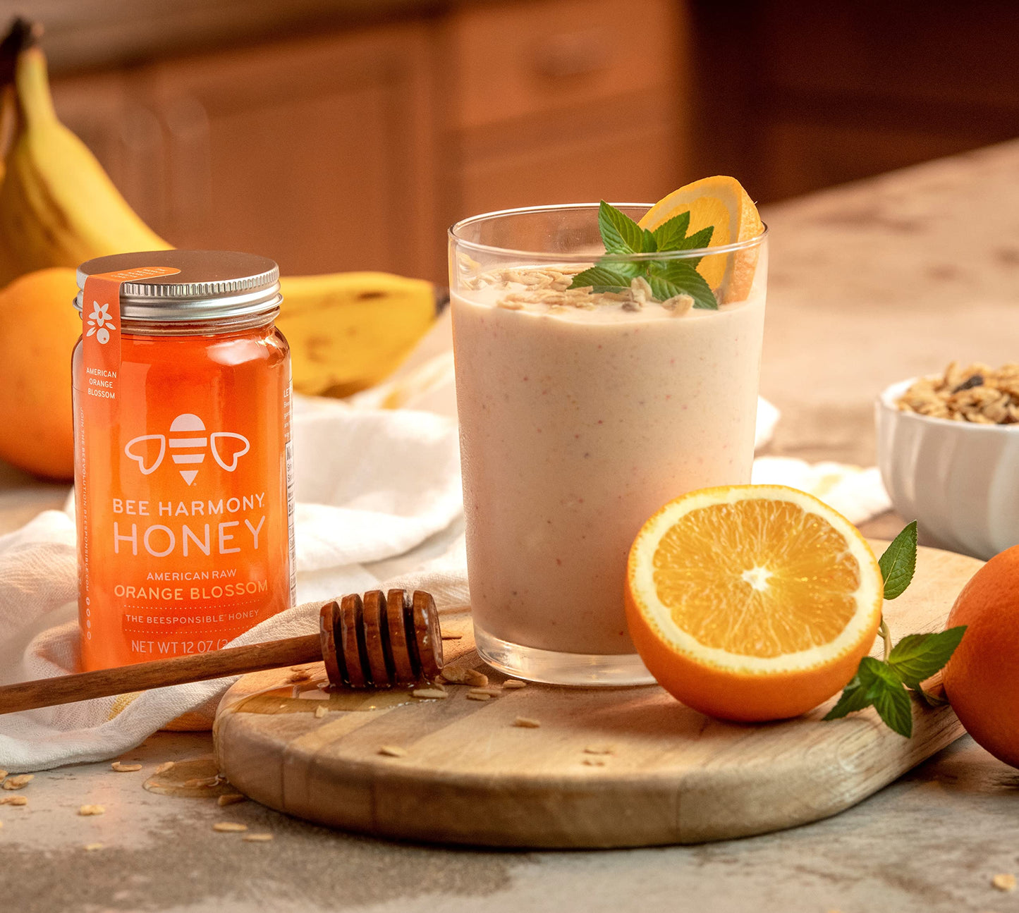 Bee Harmony Honey Variety Pack - 5 Flavors (Clover, Wildflower, Orange Blossom, Berry, Blueberry) - 60 Ounce (12 Ounce Each)