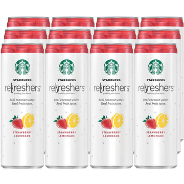 Starbucks Refreshers with Coconut Water, Strawberry Lemonade, 12 Fl Oz Cans, Pack of 12