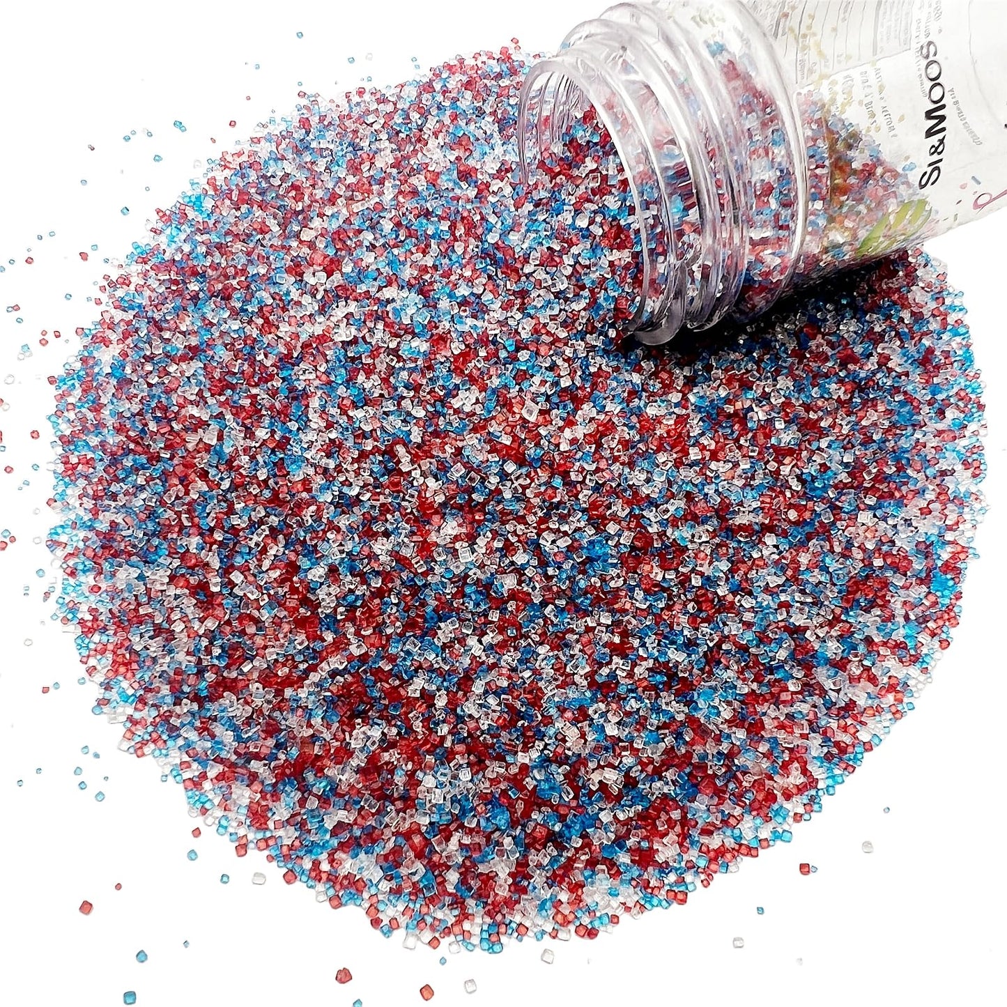 Se Si&Moos Red White And Blue Sanding Sugar Patriotic Sprinkles Fourth Of July Sprinkles Mixed Sugar Rimmer For Cocktails, Edibl