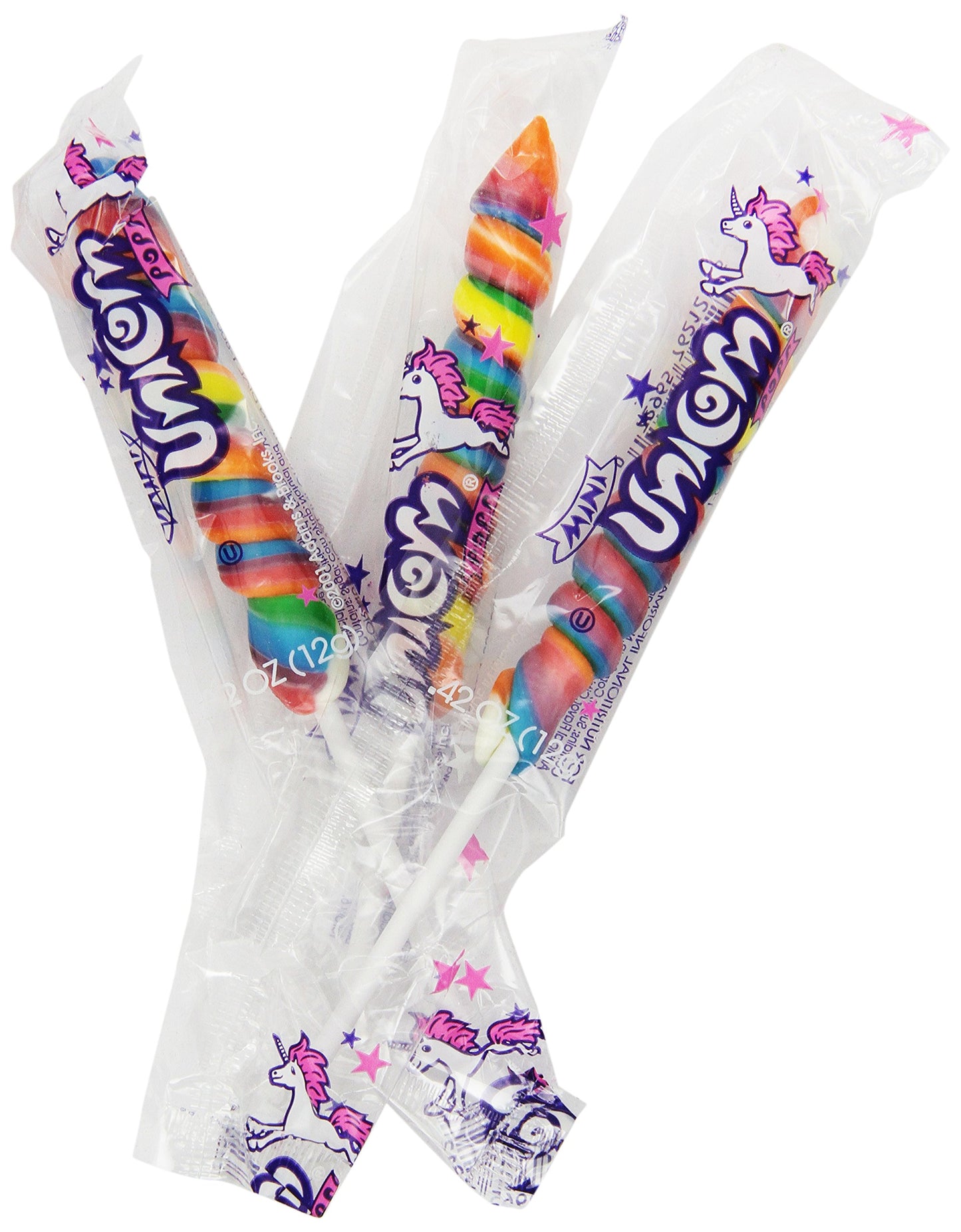 Adams & Brooks Mini Unicorn Pops, Twisty Rainbow Lollipops, Kosher Candy, Pack of 48, Multicolor, 0.42 Ounce