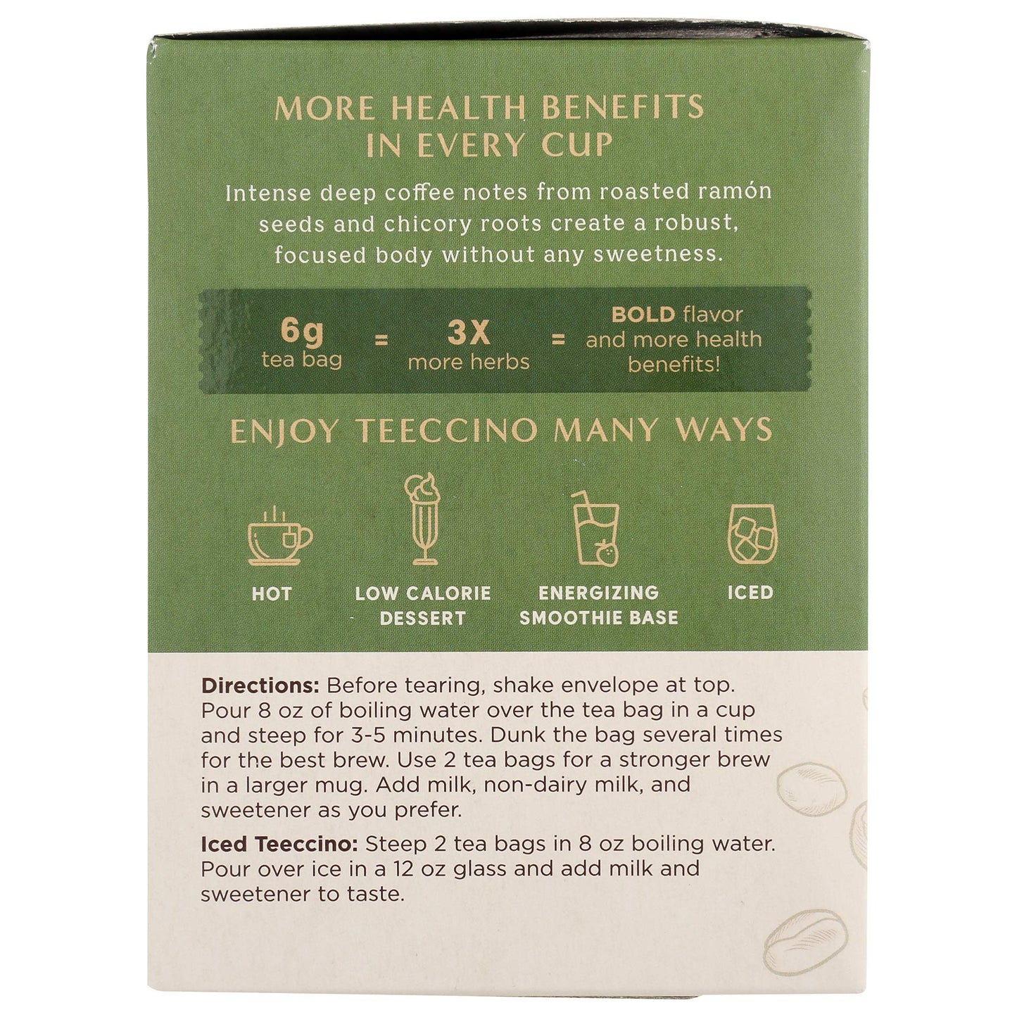 Teeccino French Roast Herbal Tea - Caffeine Free Coffee Alternative, 10 Tea Bags