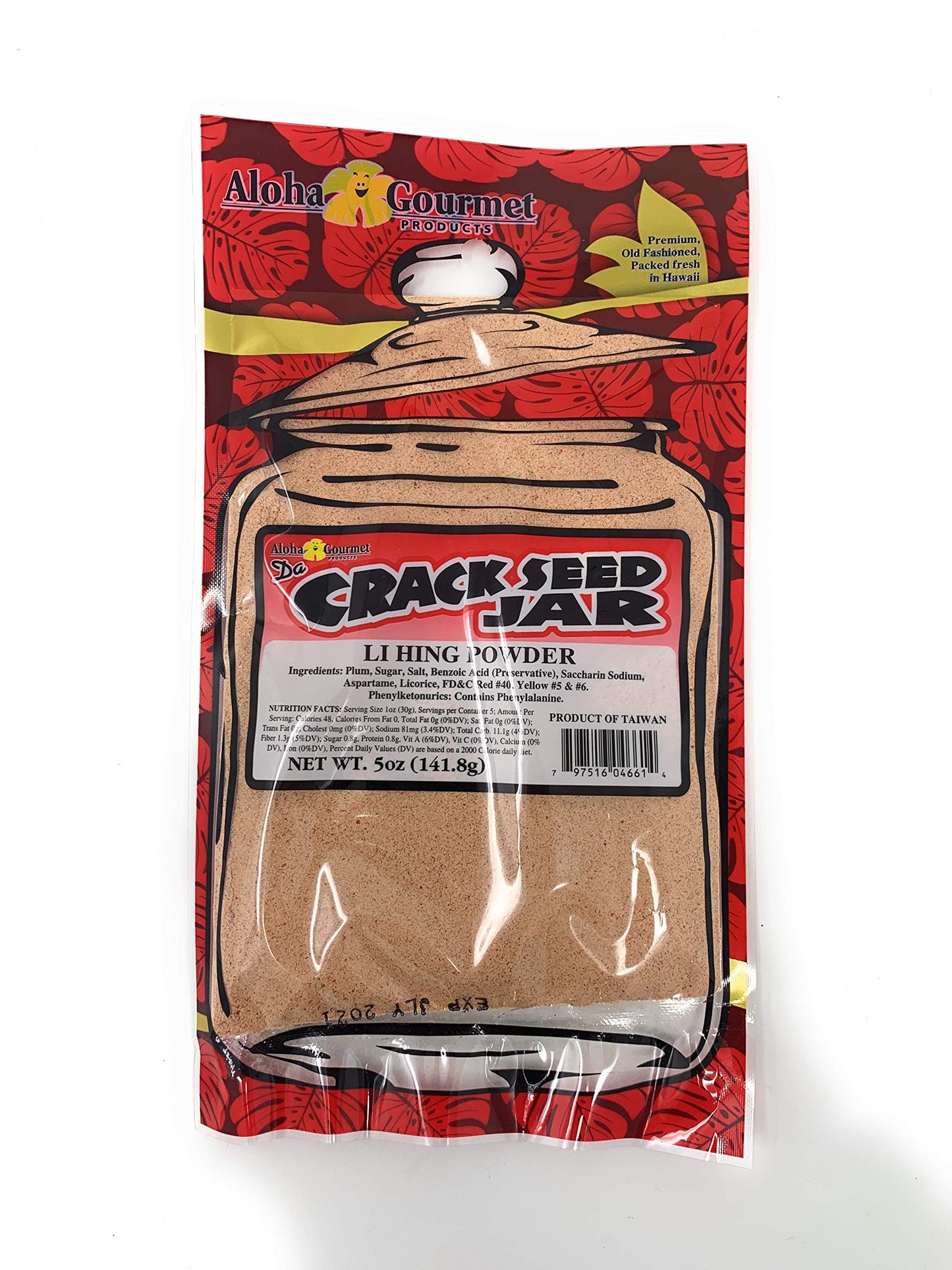 Aloha Gourmet Li Hing Powder, 5 Ounce Jar, Ideal for Snacks and Desserts
