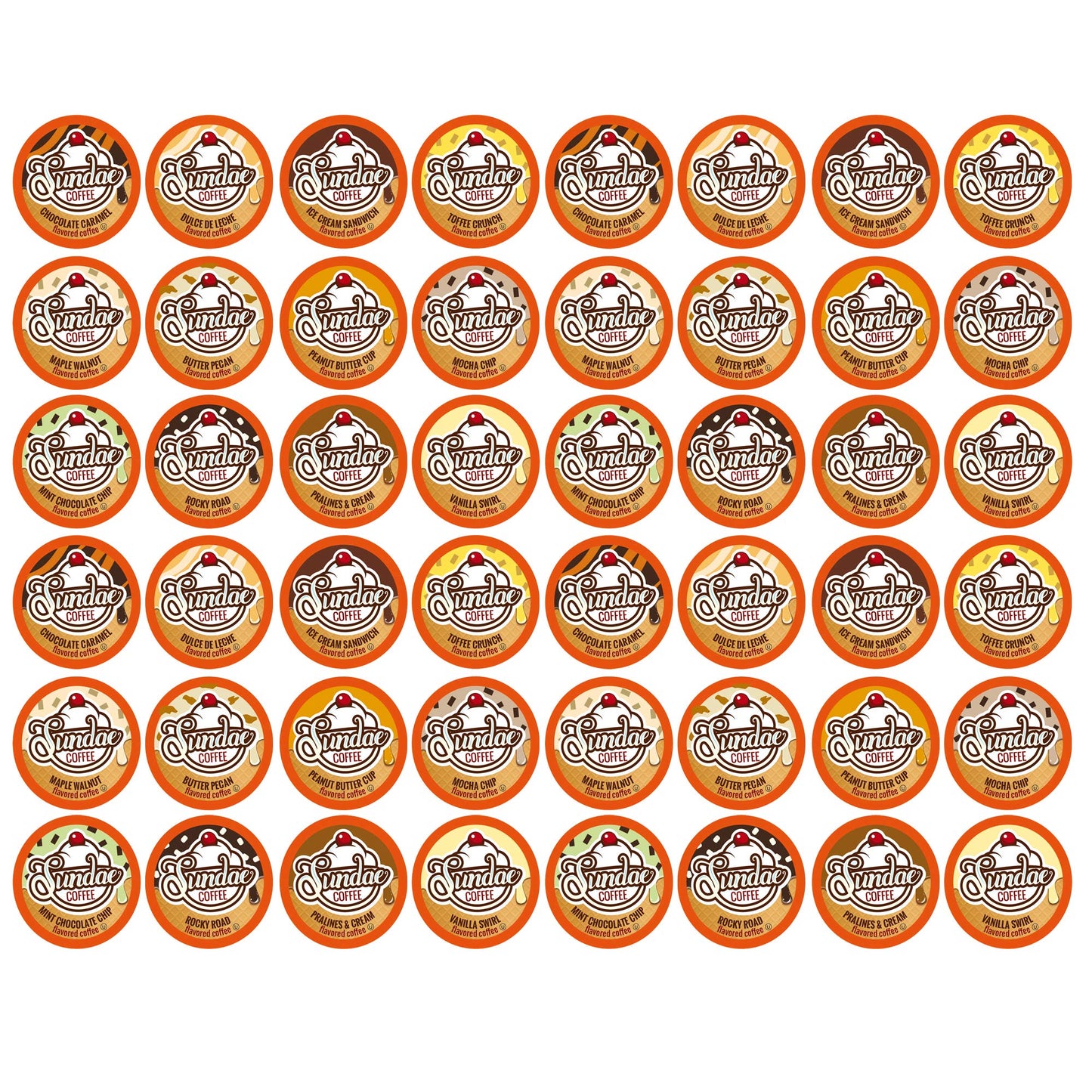 Sundae Ice Cream Flavored Coffee Pods, Compatible With 2.0 Keurig K-Cup Brewer, 48 Count (Assorted Variety Pack)