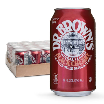 Dr. Browns Black Cherry Soda - Gourmet Craft Soda - 24 Cans - 12 oz Each - Kosher