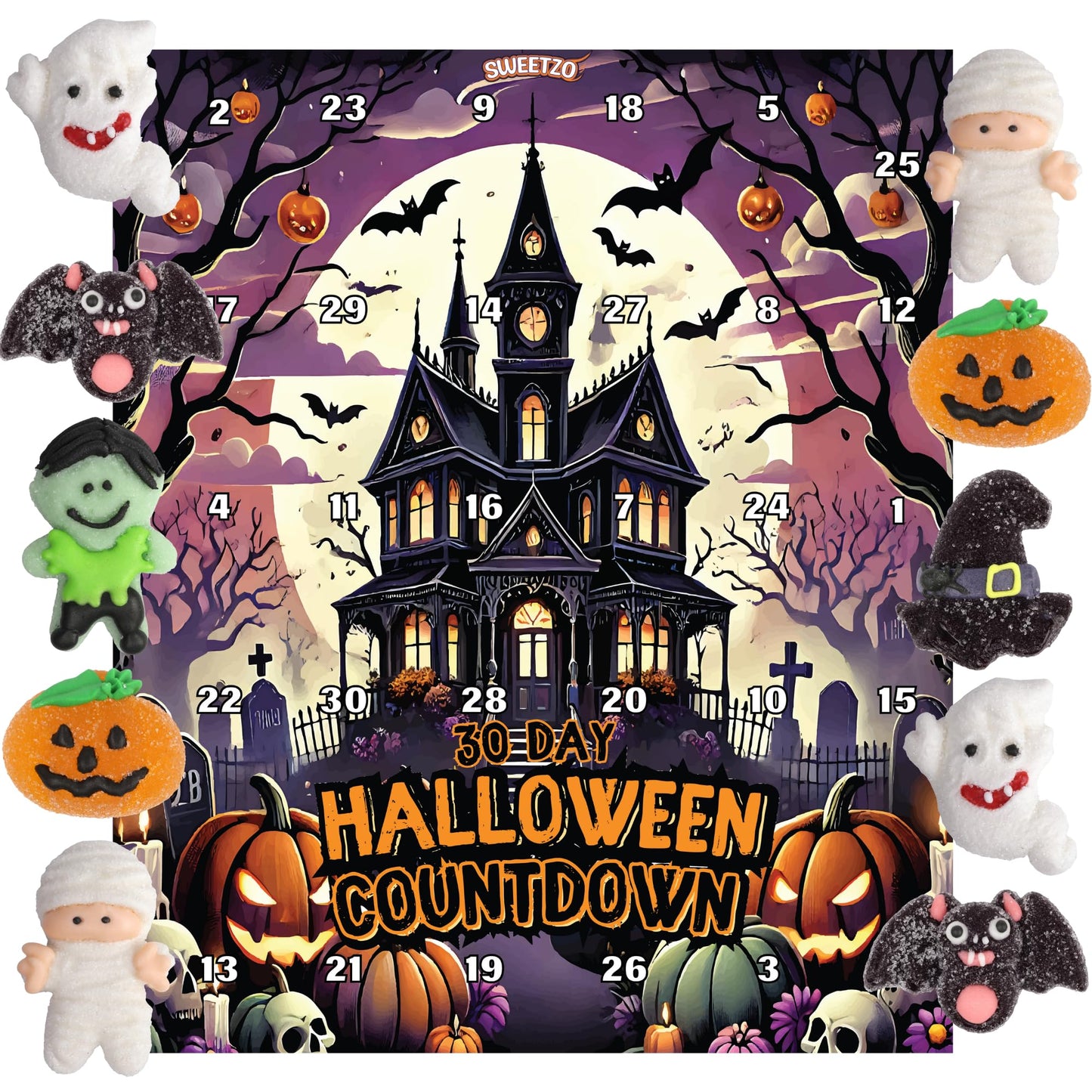 Halloween Candy Advent Calendar 2025, 30 Day Countdown, Individually Wrapped Gummies, 10.58 Ounces