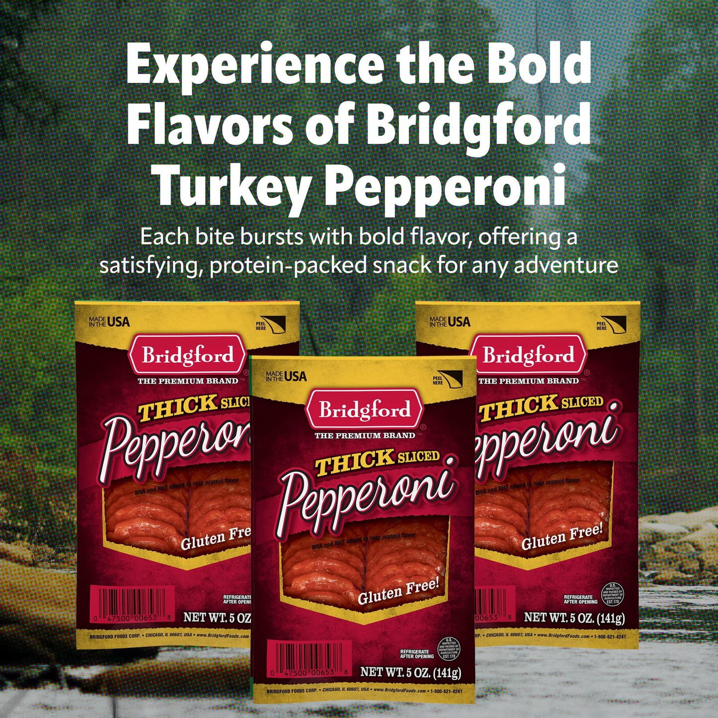 Bridgford Thick Sliced Pepperoni 5 oz Pack of 3 - Zero-Carb Slices for Pizza and Sandwiches