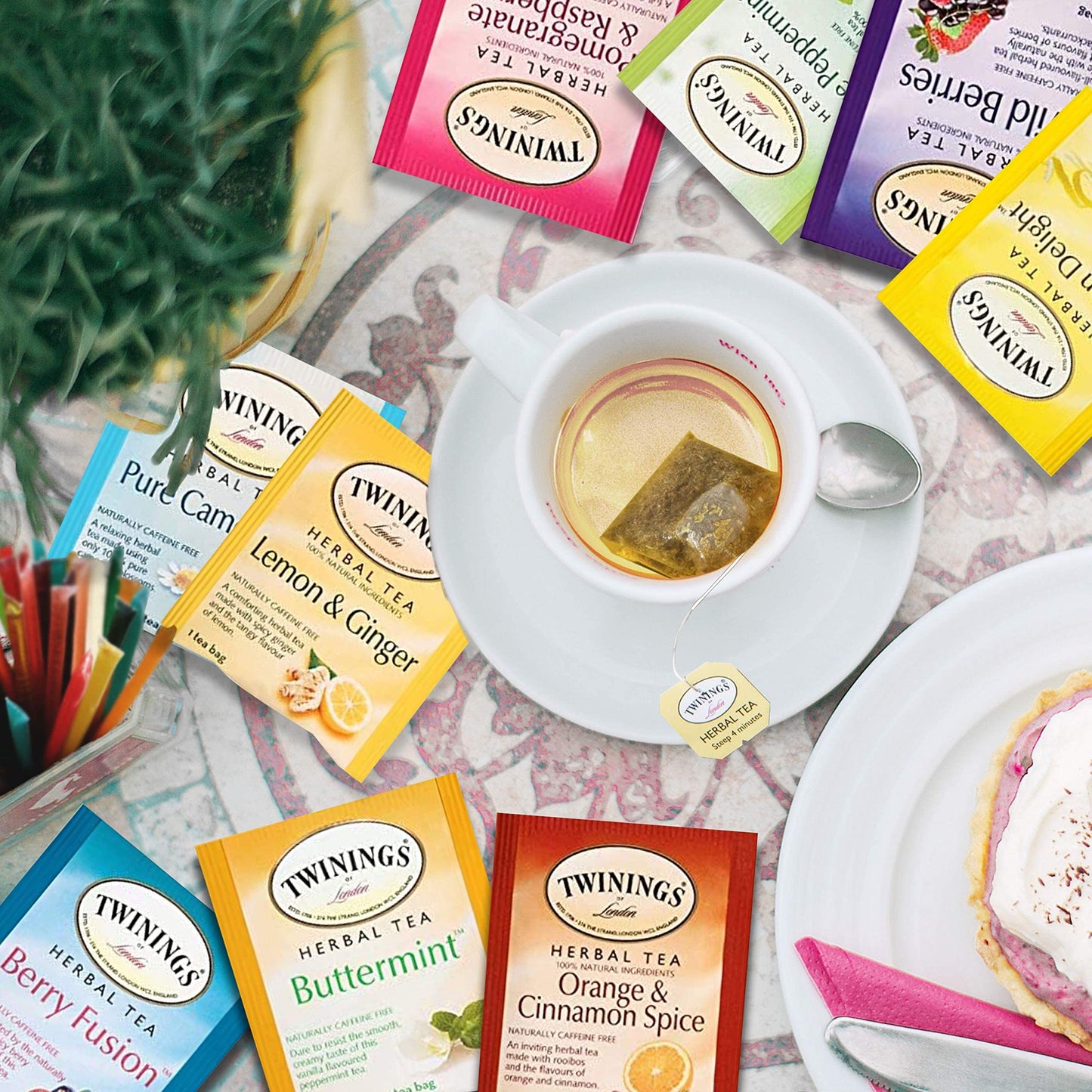 Twinings 48 Tea Bags Herbal Variety Pack  Bundle with 20 Flavored Honey Sticks - 12 Flavors Caffeine-Free Individually Wrapped Teas for Gift Basket  Office  Lobby Refreshments