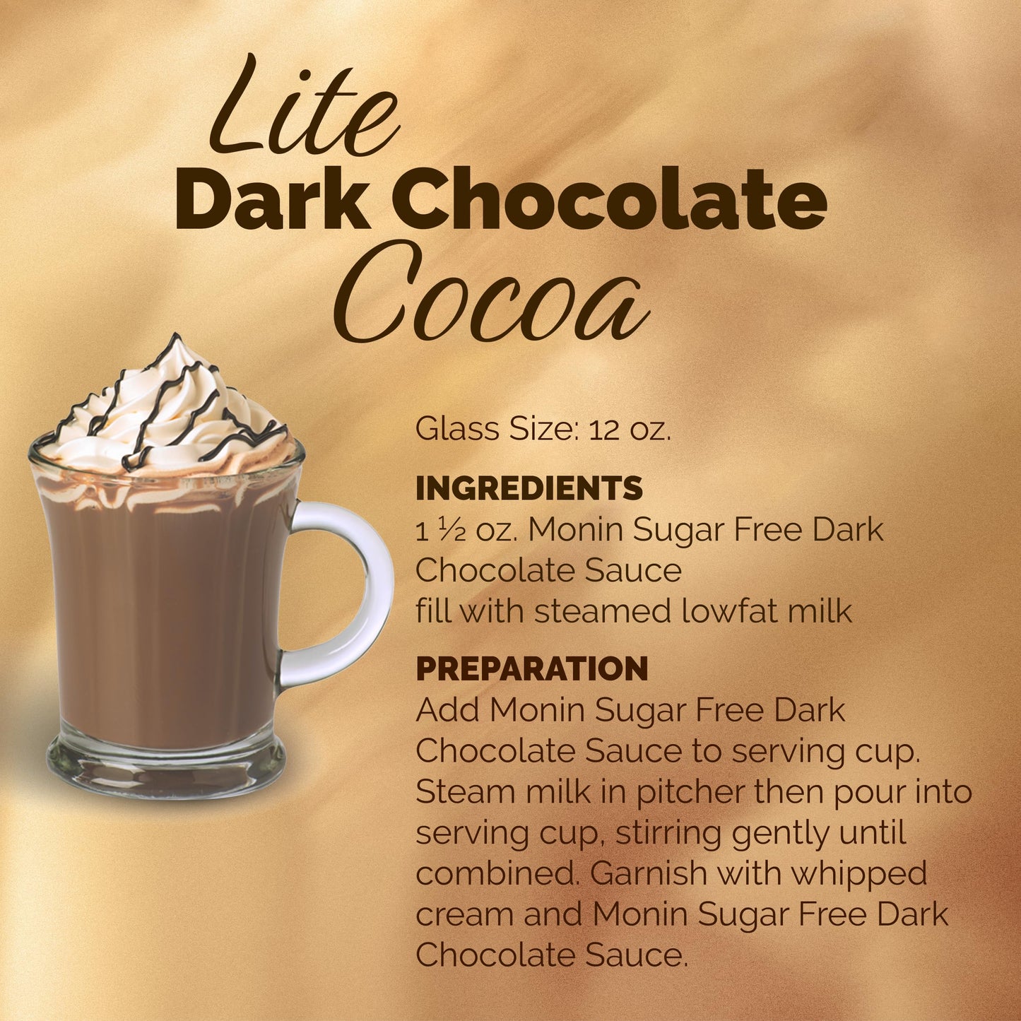 Monin Sugar Free Dark Chocolate Sauce, Velvety & Rich, 12 Fl Oz, Gluten-Free