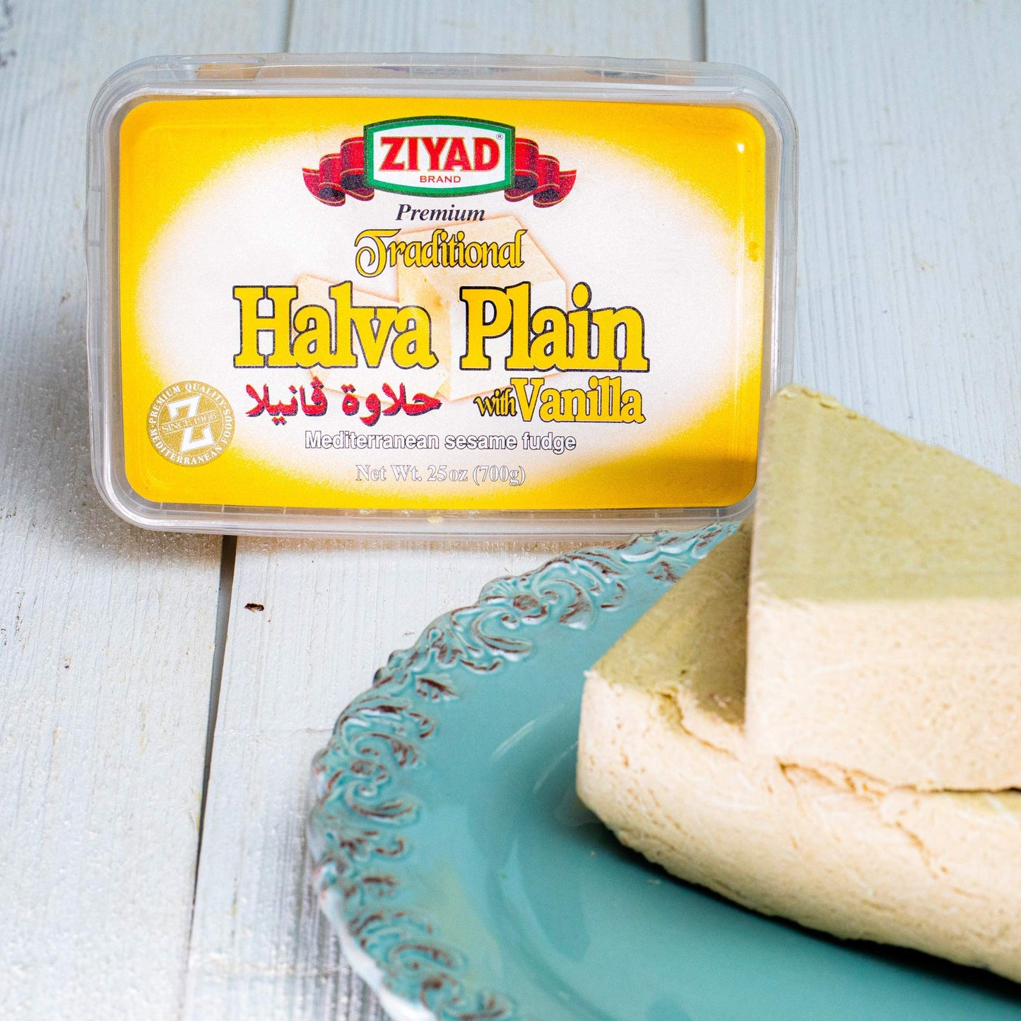 Ziyad Traditional Mediterranean Sesame Fudge Halva With Vanilla, Additives No Preservatives, 25 Oz