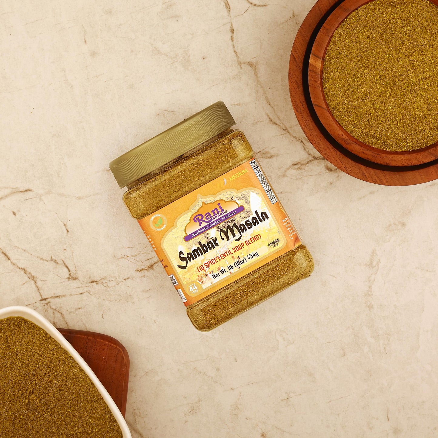 Rani Sambar Masala (Lentil Soup Spice Blend) 16Oz (1Lb) 454G Pet Jar ~ All Natural | Vegan | No Colors | Gluten Friendly | Non-G