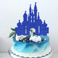 EONNCNT Castle Cake Topper - Royal Blue Glitter Cardboard Birthday Decoration Supplies
