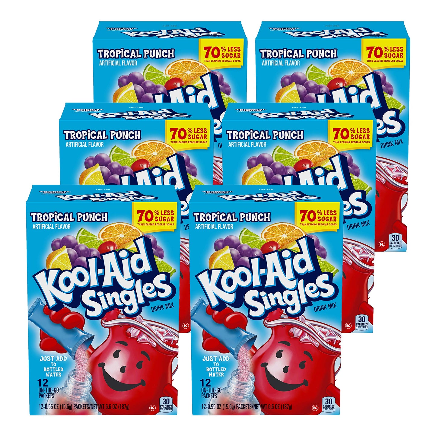 Kool-Aid Singles Tropical Punch (for 16.9-Ounce Bottles), 12-Count Packets (Pack of 6)