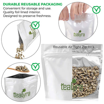 Tealyra - Jasmine Phoenix Pearls - Best Chinese Jasmine Green Loose Leaf Tea - Naturally Scented - Great Aroma And Taste - 110G