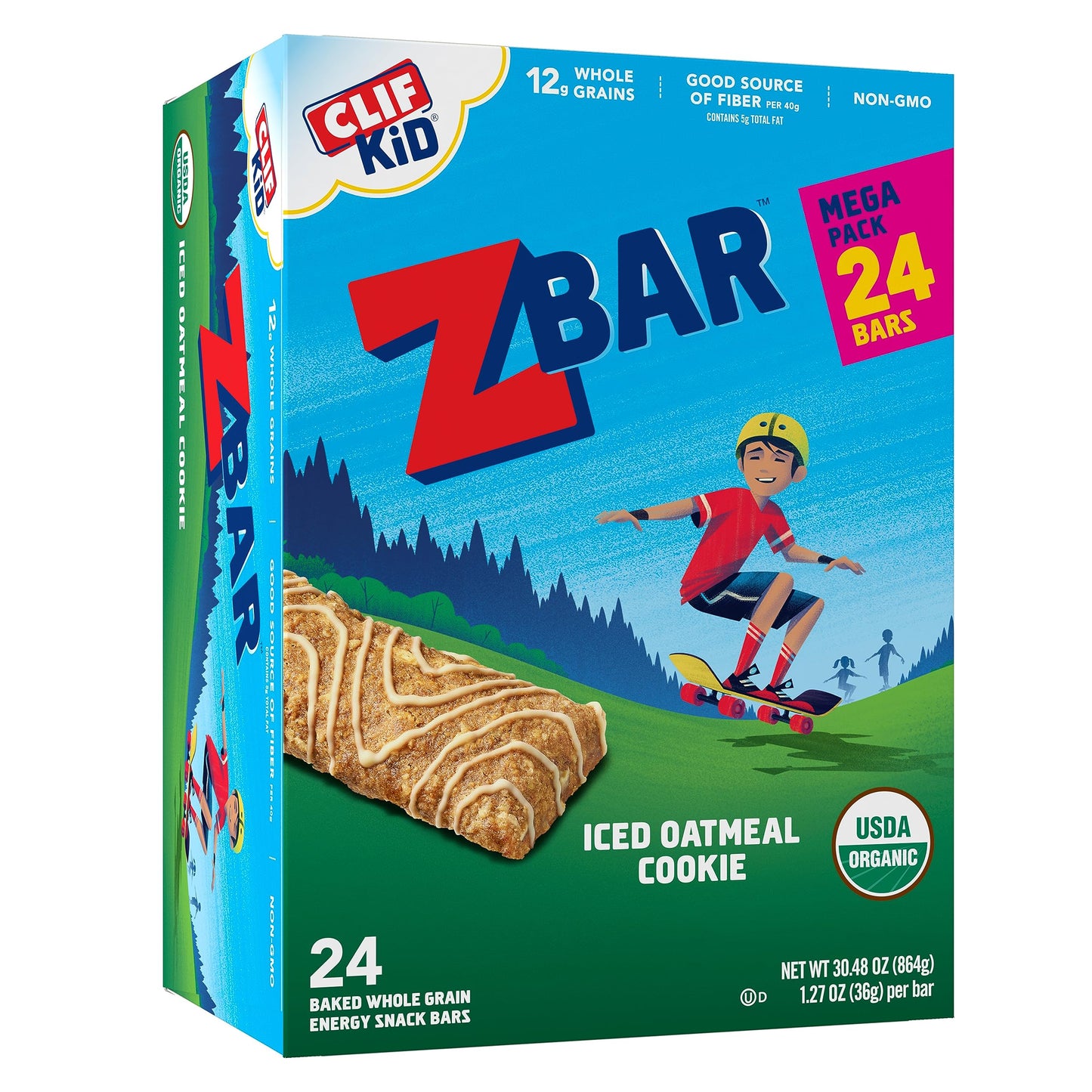 Clif Kid ZBar Soft Baked Snack Bars, Iced Oatmeal Cookie, USDA Organic, Non-GMO, 18 Count Pack, 12g Whole Grains