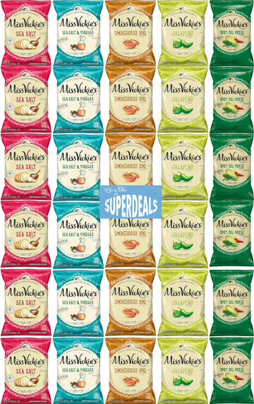 Kettle Cooked Potato Chips By Miss Vickie'S Value Pack Bundled By Superdeals | 1.375 Oz Bag | Supreme 5 Flavor Variety Pack Incl