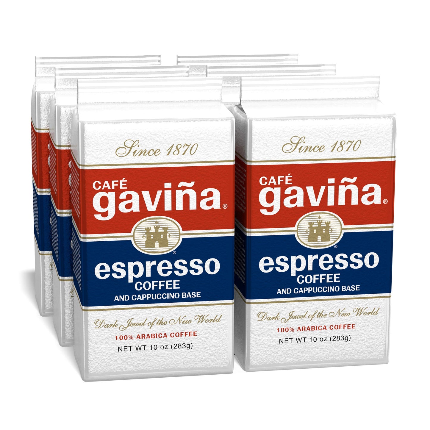 CAFÉ GAVIÑA Espresso Coffee, Rich Dark Roast Blend, Fine Ground for Lattes & Cappuccinos, 10 oz Bricks, 6 Pack