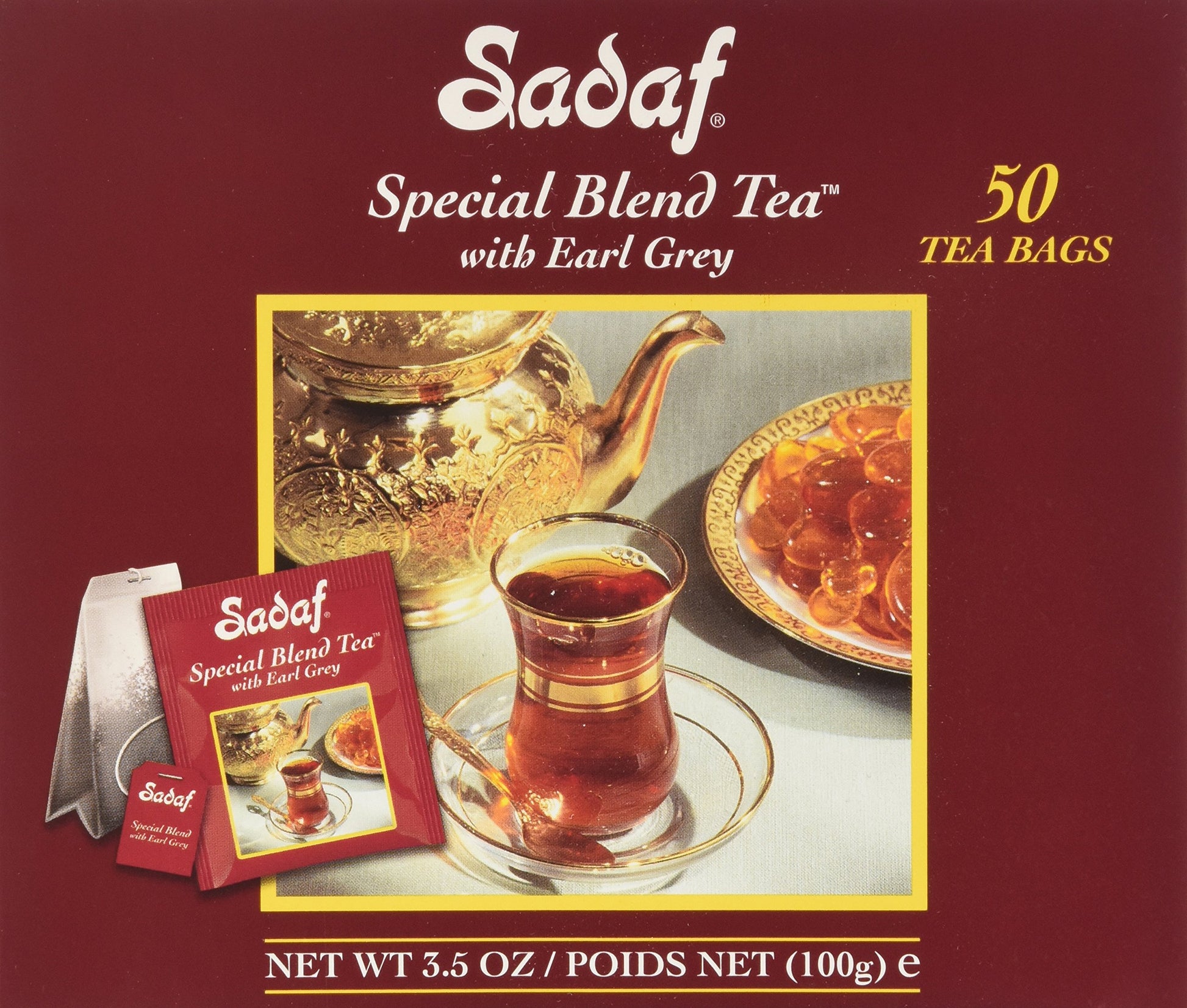 Sadaf Earl Grey Tea Bags | Special Blend Earl Grey Ceylon Black Tea | Product harvested in Sri Lanka | 50 bags (pack of 1)