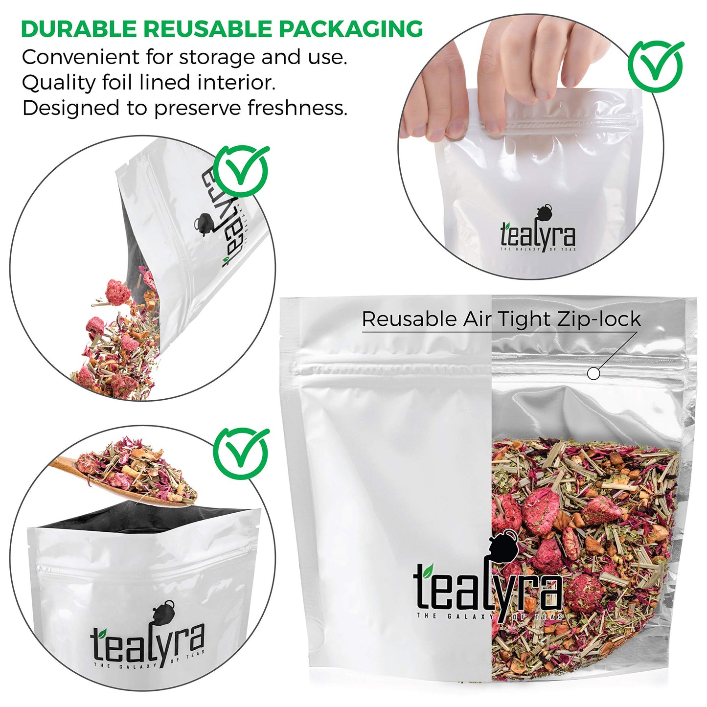 Tealyra Raspberry Relaxation Herbal Loose Leaf Tea, Caffeine Free, 8 Ounce, Teal