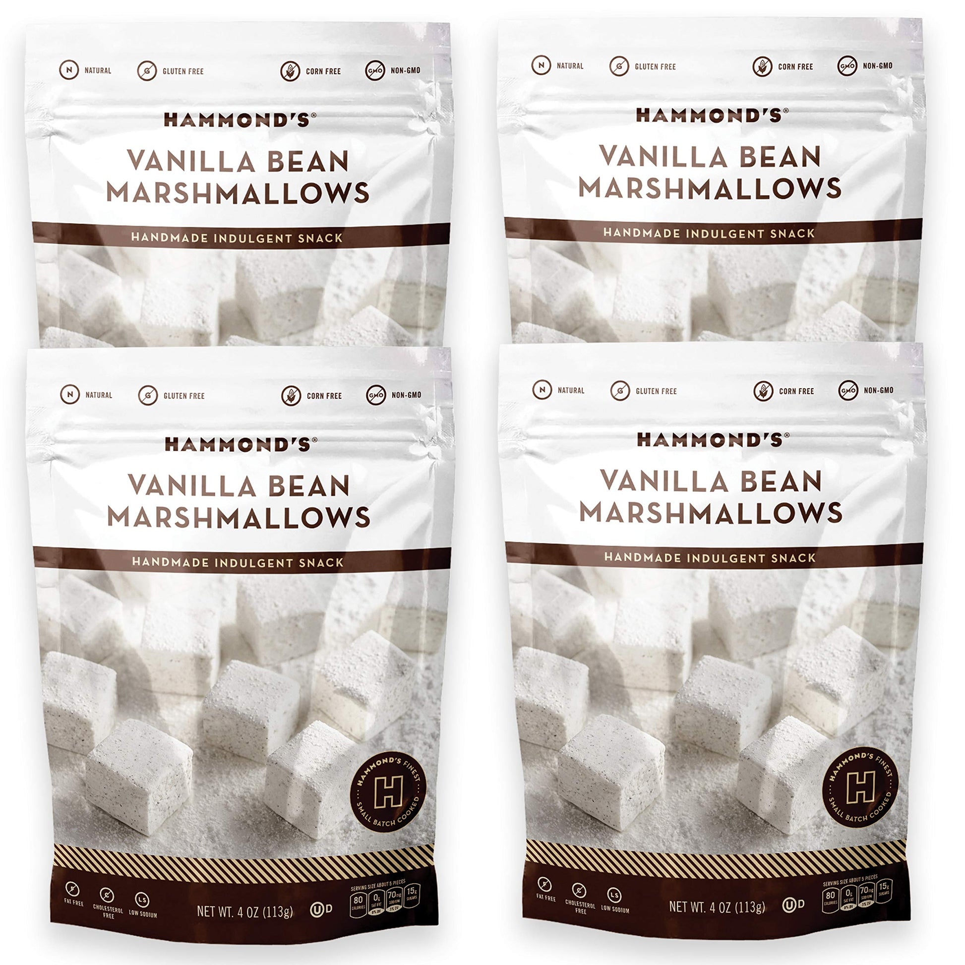 HammondAs candies gourmet Marshmallows - Vanilla Bean great for Snacking, Hot chocolate, SAmores, Baking gluten-Free, Kosher, Ha
