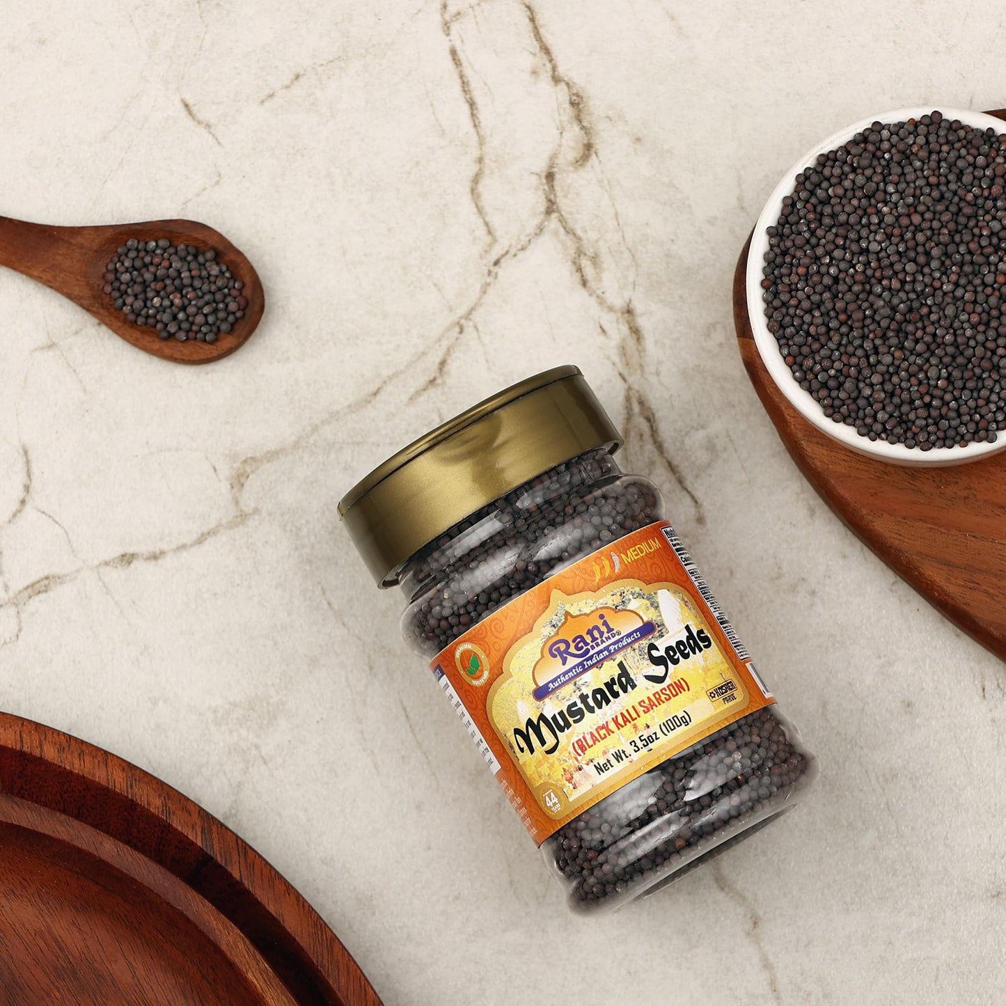 Rani Black Mustard Seeds Whole Spice (Kali Rai) 3.5Oz (100G) Pet Jar ~ All Natural | Gluten Friendly | Non-Gmo | Vegan | Indian Origin