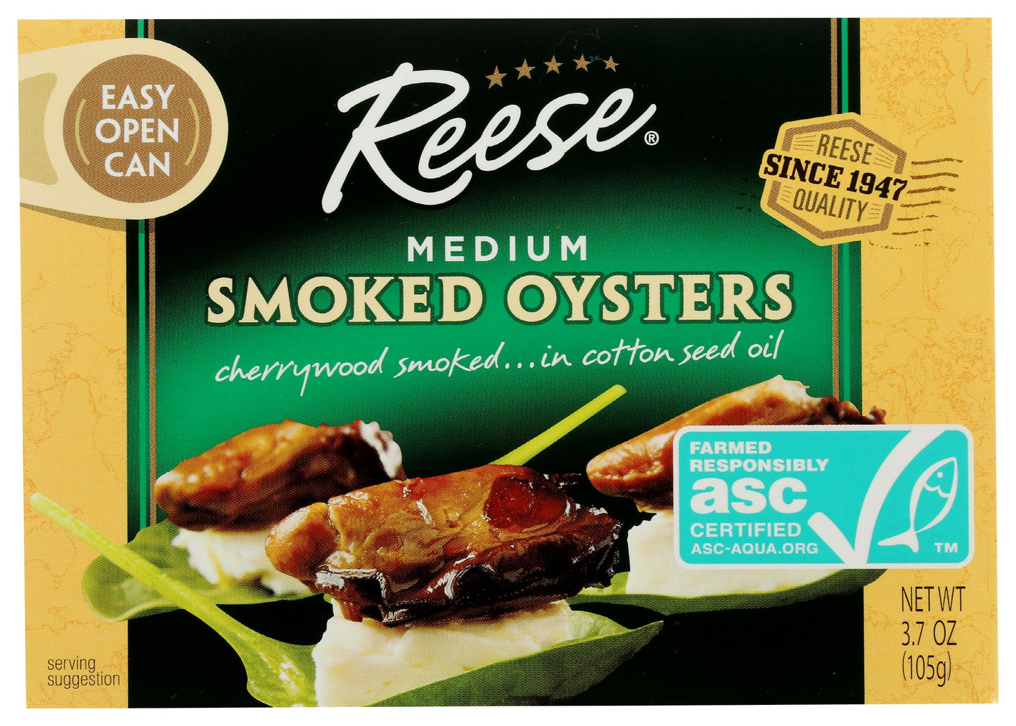 Reese Medium Smoked Oysters, 3.7-Ounces (Pack Of 10)