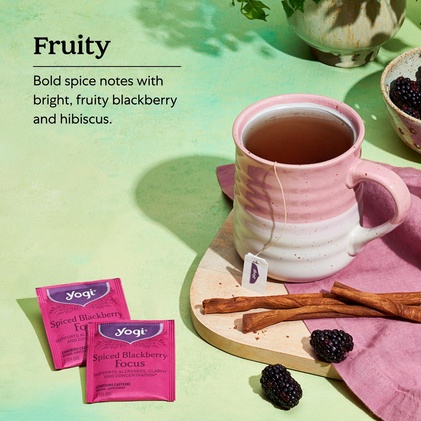 Yogi Spiced Blackberry Focus Tea, Vegan Friendly, Kosher, USDA Certified Organic, Non-GMO, 16 Tea Bags (Pack of 6)