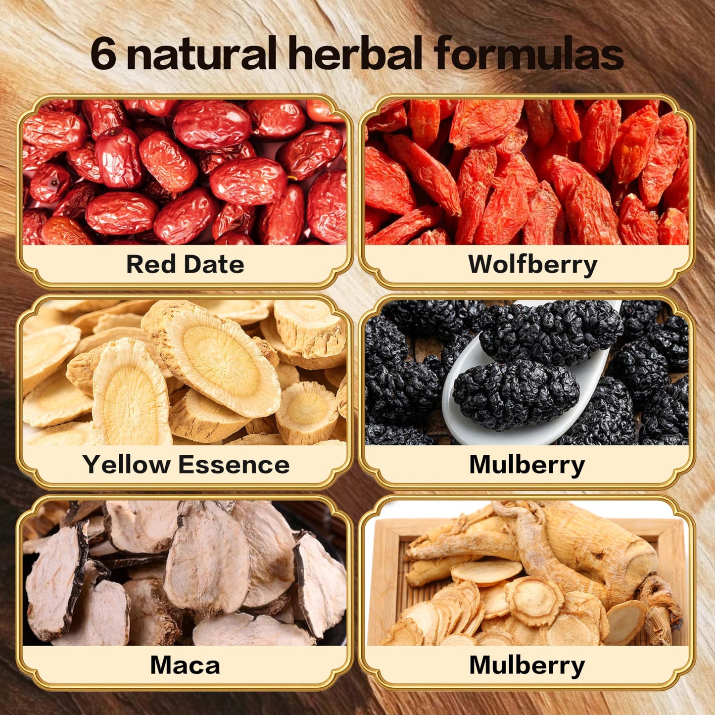 Monbrizz Kidney Tea Formula Ginseng Six Treasure Tea Te Divina, Maca Root, Goji Berries, Turmeric Kidney Formula Ginseng Eight Treasure Cleanse Detox Caffeine-Free Tea (40Count)