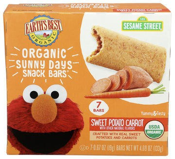 Earths Best Organic Swt Pto Crrt Snny Day Bars, 0.67 Ounce (Pack Of 7)